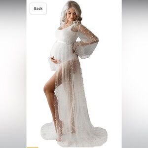 Gorgeous Sheer White Pearl Maternity shoot robe 
Used once for my shoot-like new